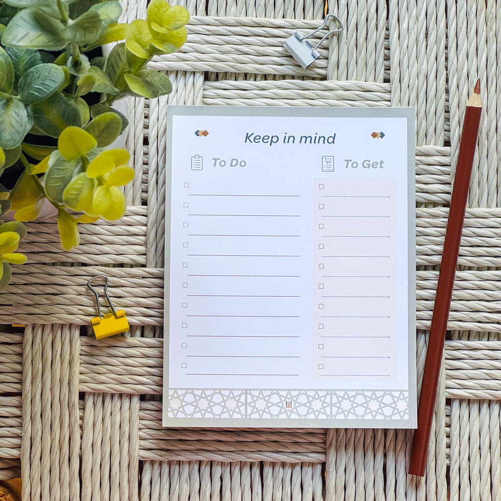 Elevate your organization with Hidayah Notepads, designed for Muslims seeking daily structure. Featuring Islamic patterns, these practical notepads are perfect for work, home, or on-the-go.