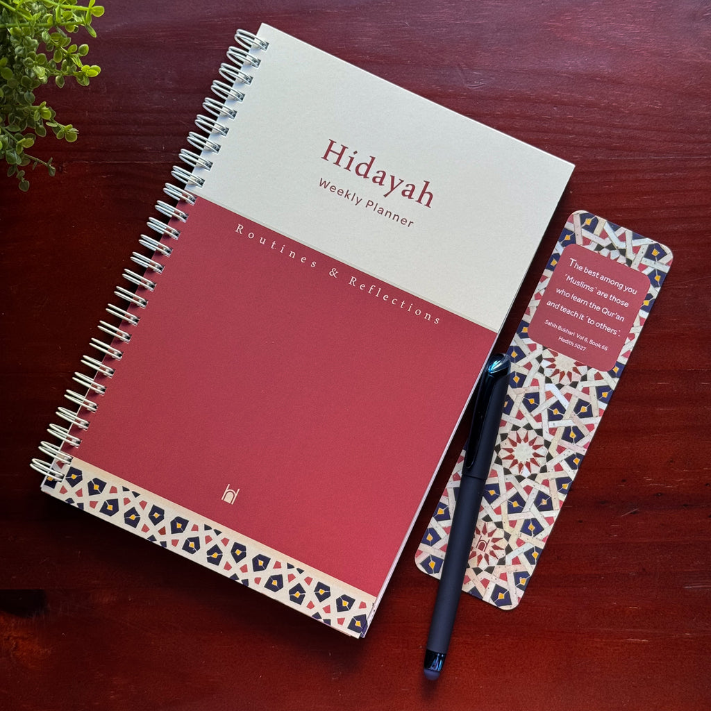 Elevate your reading experience with Hidayah Bookmarks. Each bookmark contains a lesson from the Quran or Hadith, fostering a deeper connection to Islamic teachings during your study or leisure reading sessions.